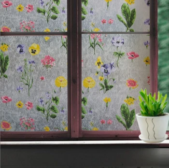 

40-70cm Coloured Glass Paper Kitchen Door Sticker Toilet Window Glass Sticker Bathroom Glass Sticker Transparent Carnation