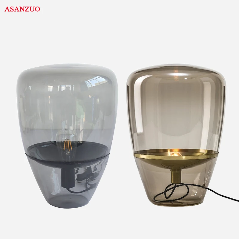 Современная столовая гостиная дымовая серая стеклянная настольная лампа прикроватное освещение скандинавские воздушные шары стеклянные настольные лампы для офисного стола