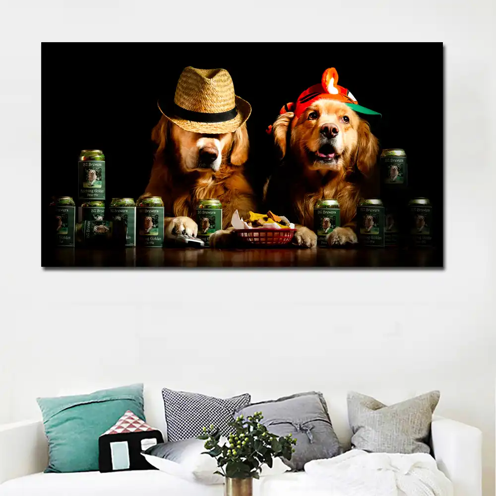 Hd Anjing Lucu Dengan Topi Hewan Kanvas Lukisan Art Print Poster