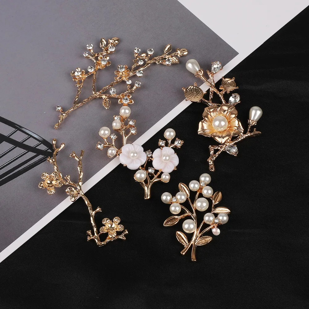 

Vintage Gold Tree Hair Clips Girls Alloy Branch Flower Pearl Hairpins Fashion Lady Metal DIY Jewelry Hair Accessories For Women