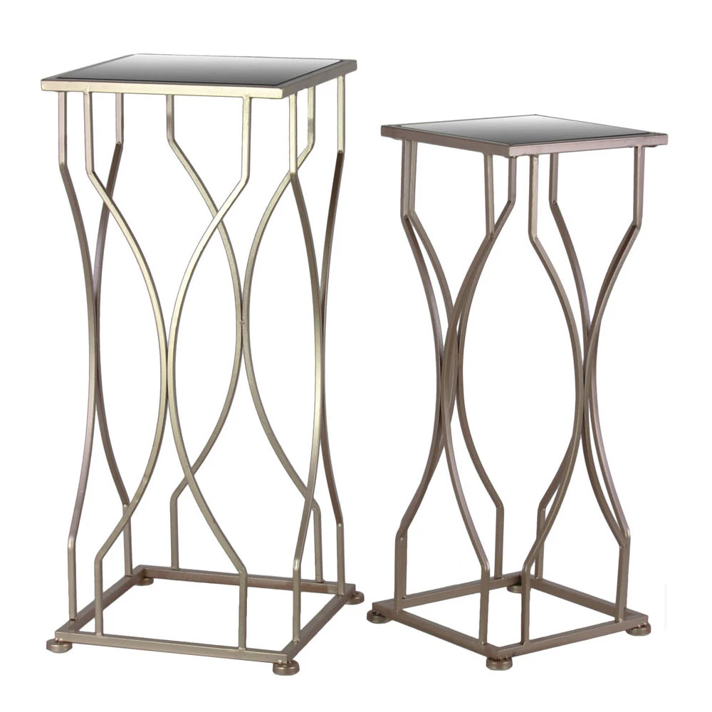

Urban Trends Metal Accent Table with Mirror Top and Square Base Set of Two Coated Finish