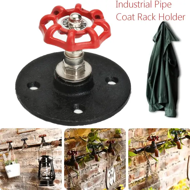 Coat Hooks Wall Metal Hat Rack Industrial Vintage Pipe Interior