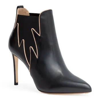 

Hot Fashion Black High Heels Ankle Boots For Women Brand Design Slip On Cut Slouch Short Boots Ladies Thin Heels Shoes Women