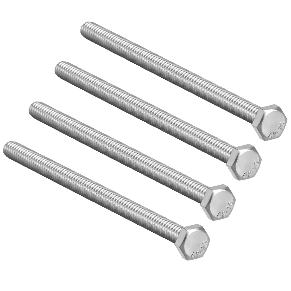 UXCELL 4Pcs M8 Thread 150mm 304 Stainless Steel Hex Head