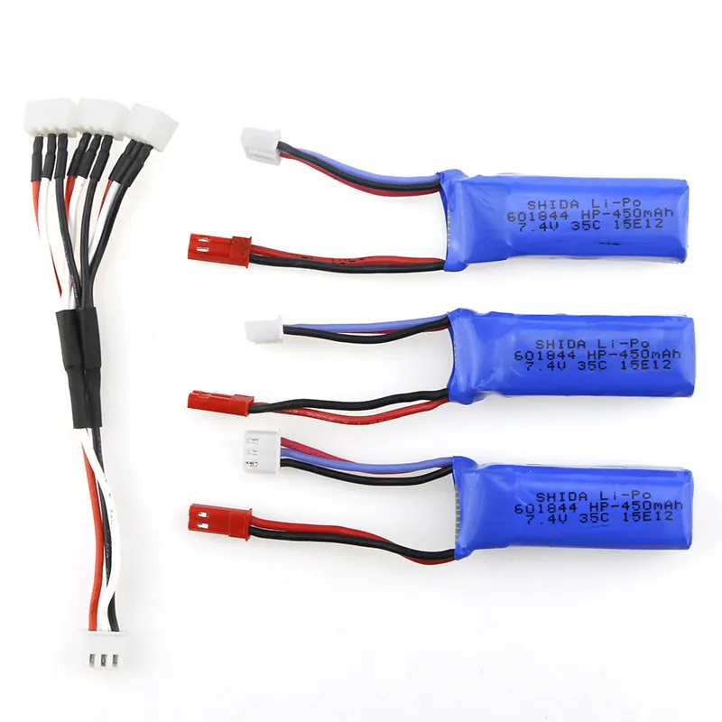 Комплект аккумуляторов Lipo 7 4 в 450 мАч 35C с зарядным кабелем 3 1 для Emax Babyhawk FPV