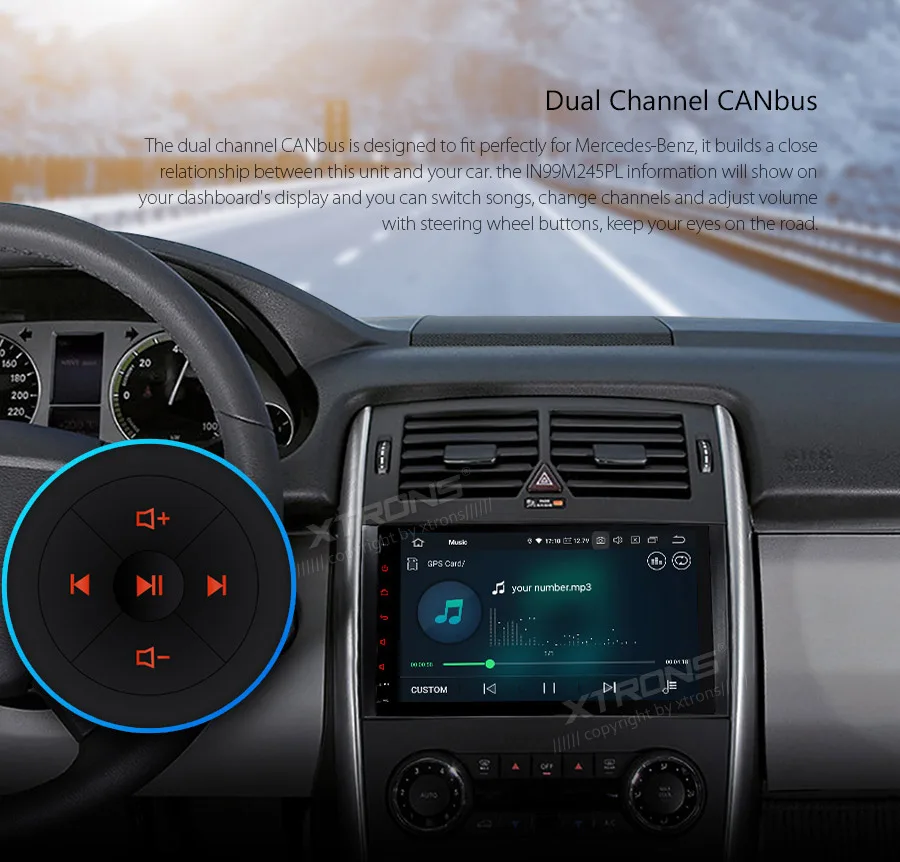 Sale XTRONS Android 9.0 Car Stereo Multimedia Player for Mercedes Benz W245 W169 W906 W639 GPS Navigation Plug & Play Design NO DVD 2