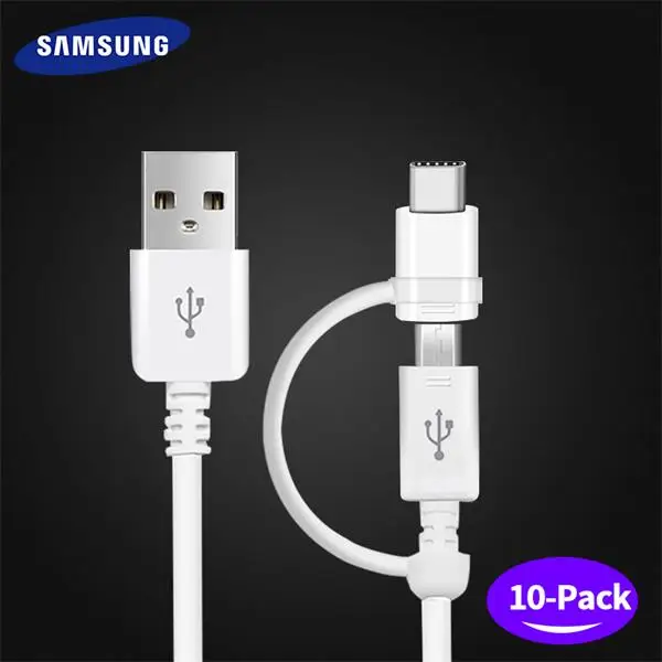 Samsung Micro usb кабель 2 в 1 Тип usb C кабель samsung S9 S9 plus быстрый Зарядное устройство заряда Тип C кабель S8 S8 плюс - Цвет: Ten 2in1 cables