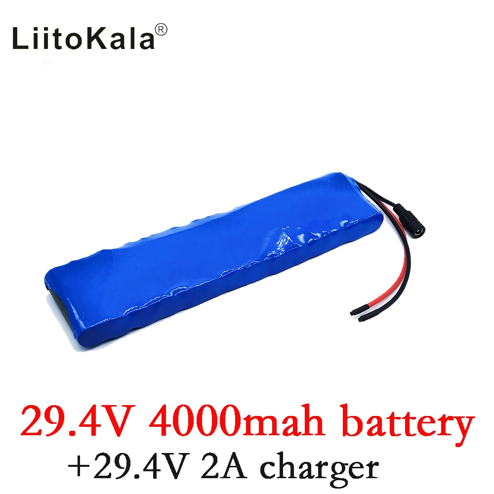 Liitokala 24v 4ah 7s2p 18650 Bateria Li-ion Bateria 29.4v 4000mah Bicicleta Elétrica Ciclomotor Elétrico Mais 2a Carregador hk - Image 3