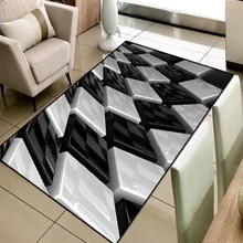 Черный белый кубики лестницы геометрический 3d принт Нескользящая микрофибра Гостиная декоративный современный моющийся коврик