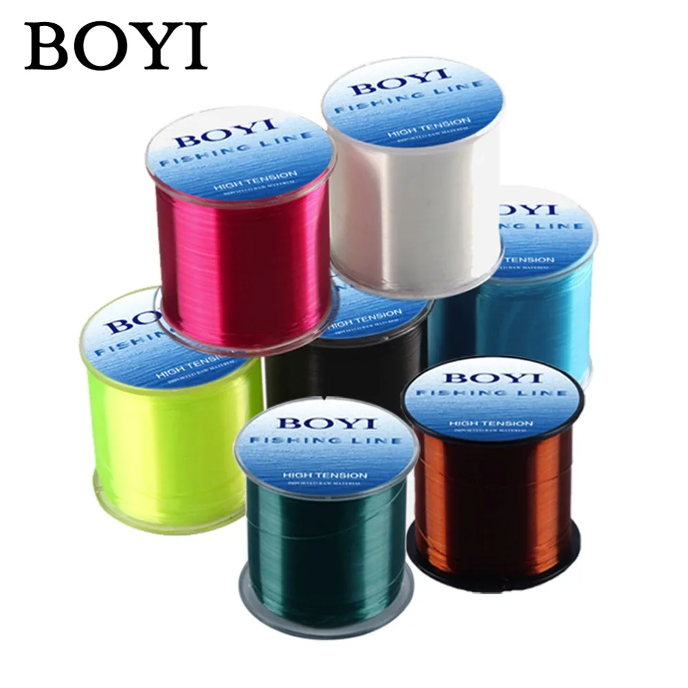 

BOYI Nylon Fishing Line 500m Monofilament Line Japan Material 7 Colors High Tension Super Strong 0.8-8.0