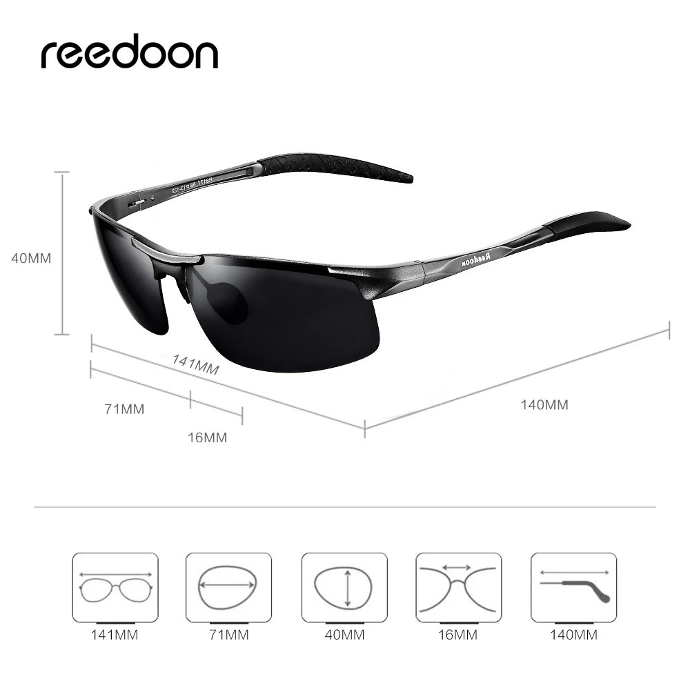 Reedoon Polarized Sunglasses HD Lens Metal Frame Sport Sun Glasses Brand Designer For Men Women Driving Fishing Outdoor R8177
