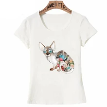 Сфинкс Кошка узор милый искусство модная футболка женская летняя футболка животный дизайн повседневные топы для девочек модные женские панк футболки