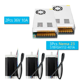 

3pcs CNC Router Milling Machine NEMA23 354Oz-in Stepper Motor High Torque 3A + 2pcs 360W 36V 10A Switchng Power Supply