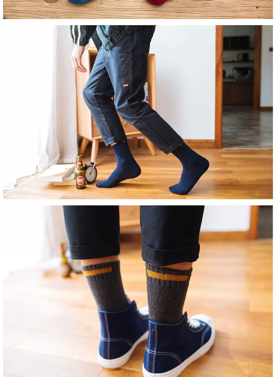LIONZONE 5 пара/лот кашемировые шерстяные носки мужские Однотонная Ткань Знак дизайн зимние полосатые толстые теплые носки хлопок