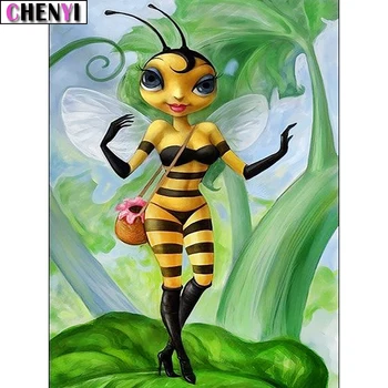 

CHENYI Diy Diamond Embroidery Sexy Bee Full 5D Diamond Painting Kit Cartoon Mosaic Rhinestones Paint With Diamonds Home Decor