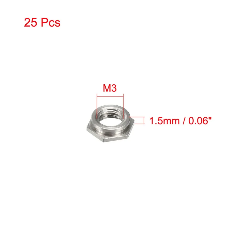 UXCELL M3 x 0,5 мм гайки шаг с шестигранной головкой из углеродистой стали глухое отверстие самоклинение противостояние гайка FS-M3-1/FS-M3-2 крепеж 25 шт