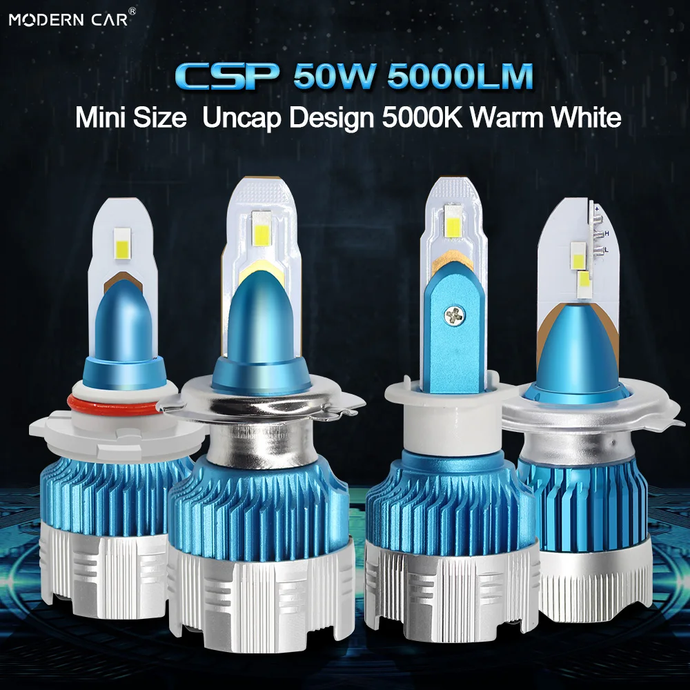 Modern Car CSP 50W 5000LM Warm White Headlight Bulbs Super Mini size H7
