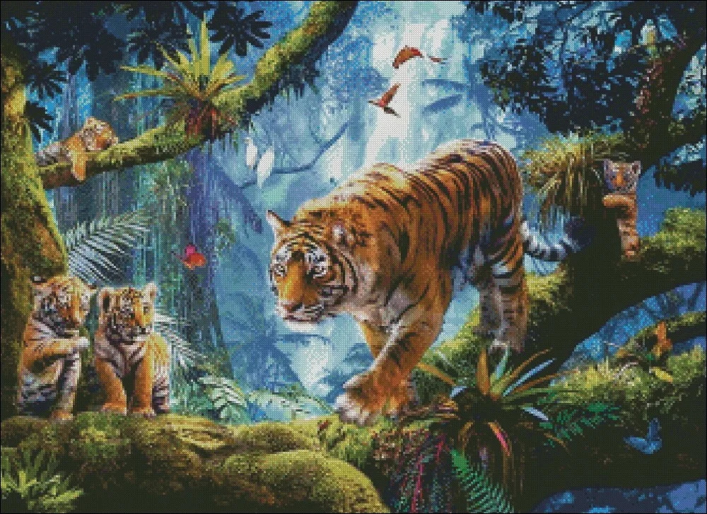Тигры на дереве-счетный Набор для вышивания крестиком-Сделай Сам рукоделие ручной работы для вышивания 14 карат Наборы для вышивания крестиком DMC цвет