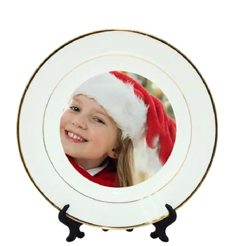 

36pcs 10 Inch Double Gold Edge Sublimation Plates Blank Coated Ceramic Plates Dishes Tableware Customize Logo Printable Dish