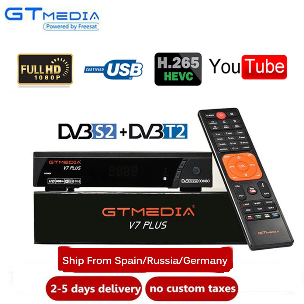GTMEDIA V7 PLUS 1080P Full HD DVB S/S2 + T/T2 поддержка H.265 Youtube USB Wifi VS FREE SAT V7|Спутниковое ТВ| |