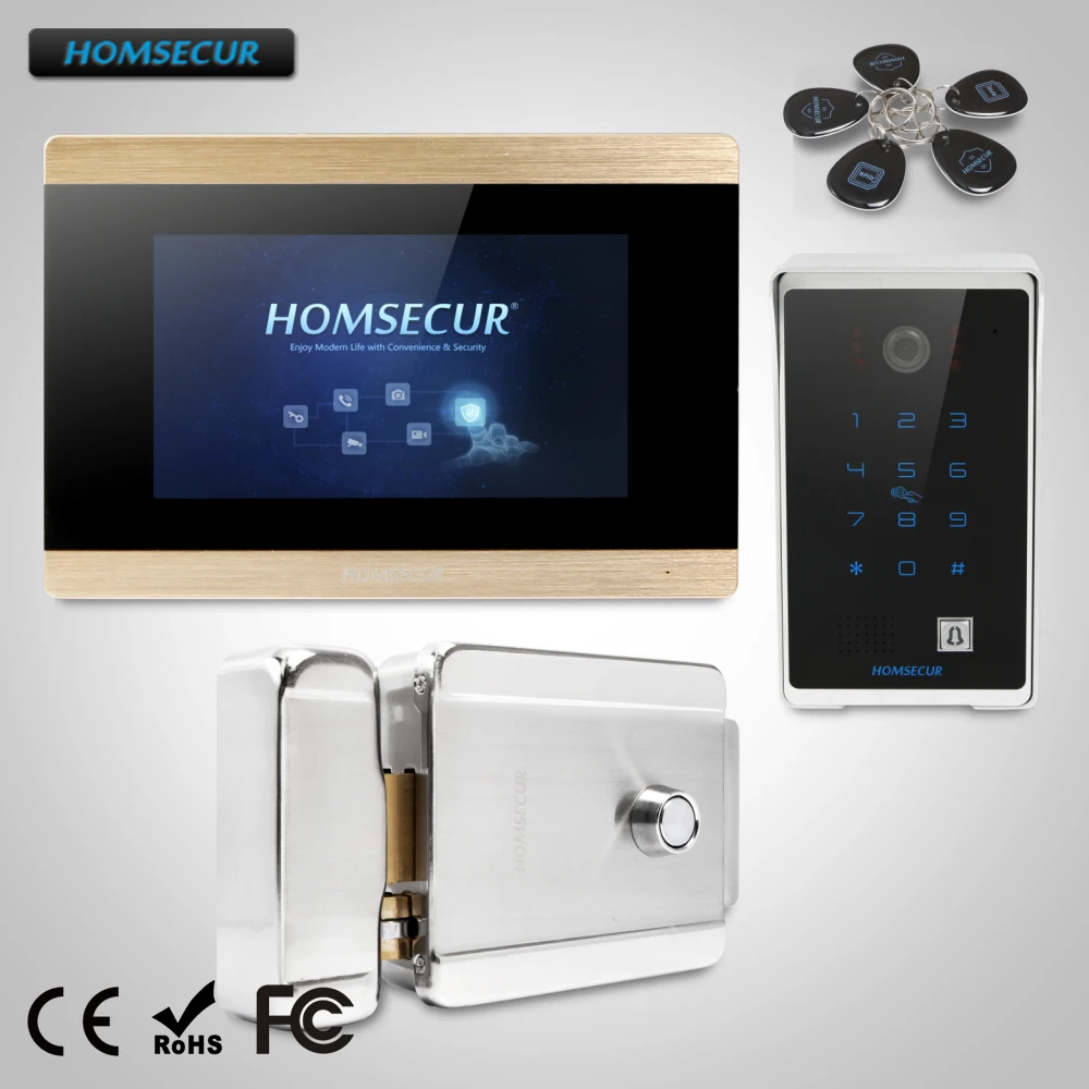 

HOMSECUR 7" Wired Video Door Entry Security Intercom Electric Lock+Keys Included BC081+BM715-G