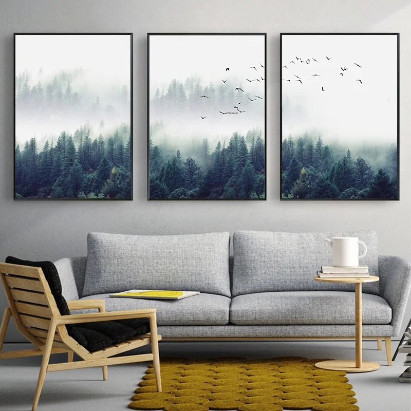 

Nordic Wall Art Decoration Forest Canvas Poster and Print 3pcs Lanscape Canvas Painting Decorative Picture for Living Room