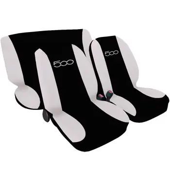 

CINQUECENTO 500 COMPATIBLE CUSTOM SEAT COVERS SPECIFIC TWO-COLOR BLACK WHITE COMPLETE KIT FOR CAR SEATS