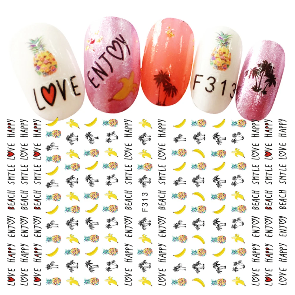 

Nail Art Decal Self-Adhesive Fruit Plant Heart Letter Sticker Nail Decoration