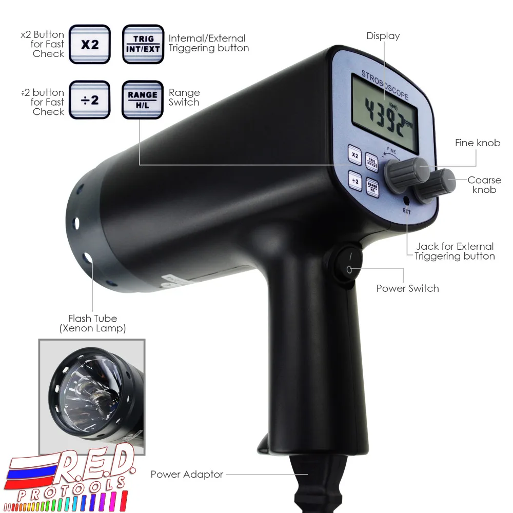 Handheld Digital Handheld Stroboscope Xenon lamp Flash Type Meter 50