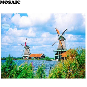 

Dutch windmills,diy Diamond Painting Cross Stitch,Needlework Square Diamond Embroidery mosaic Pattern,rhinestone,home Decoration