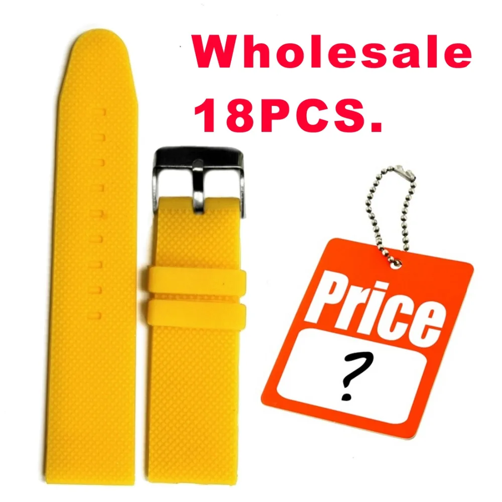 

Wholesale 18Pcs/lot 22mm Assored Colors Change Silicone Jelly Rubber Unisex Ladies Men Watch Band Straps WB1062