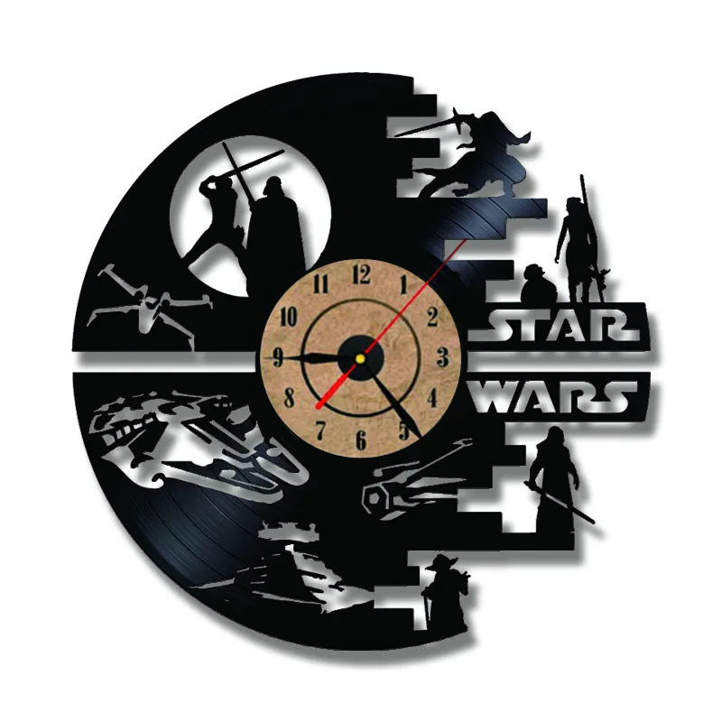 Креативные часы с записью на компакт-диск звездные войны, креативные настенные часы с виниловой записью ручной работы, антикварные полые висячие часы, светодиодный, 7 цветов