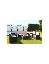 Sofa Set FLORIDA DELUXE. Outdoor furniture, braided by hand, composed of 1 double sofa, 2 armchairs and 1 table.Muebles exterior