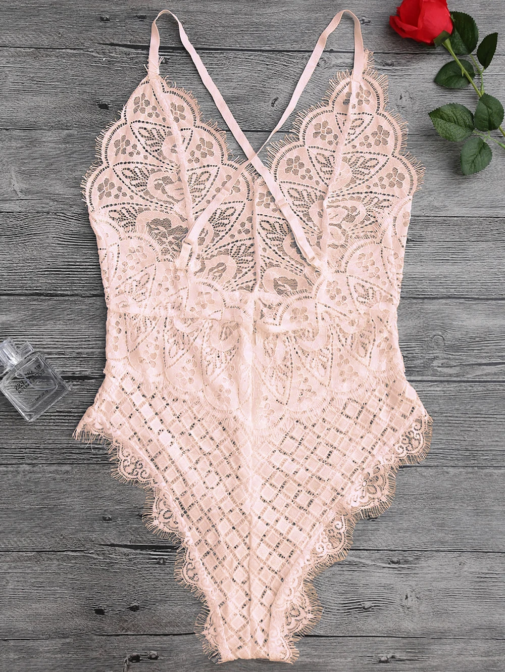Пикантные белые черный розовый кружевной комбинезон Для женщин Floral Lace Bodysuit