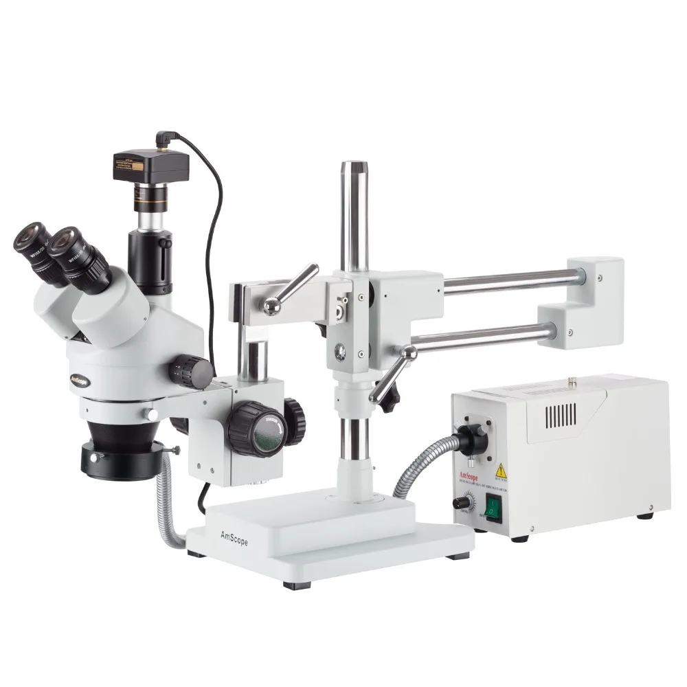 

AmScope 3.5X-180X Trinocular Fiber Optic Boom Stereo Microscope and 14MP Camera