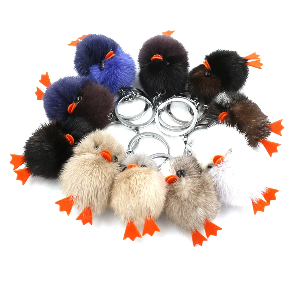 

2017 Hot Sale New Fashion Cute Fur Soft Chicken Keychain For Unisex Animal Bag Car Key Accessories Hanging - Color Random