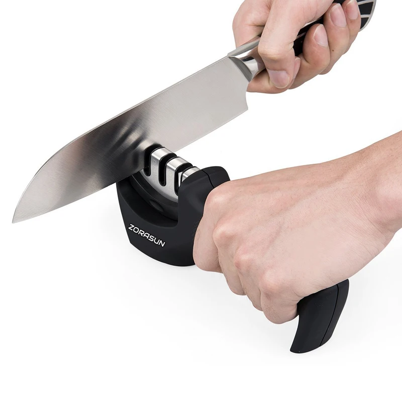 ZORASUN Knife Sharpener Professional Diamond Ceramic Knife Sharpener