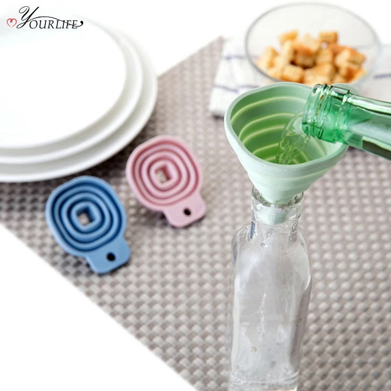 

OYOURLIFE 1pc Creative Kitchen Mini Foldable Funnel Collapsible Style Telescopic Hopper Kitchen Cooking Tools