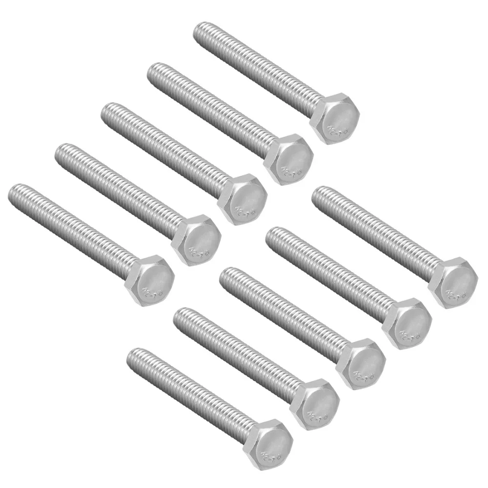 

UXCELL 10Pcs Fasteners Bolts M6 Thread 55mm 304 Stainless Steel Hex Head Screws Bolt Fastener For Communication Equipment