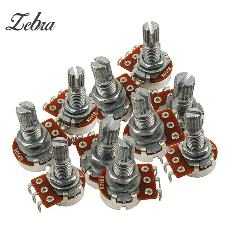 Sets 10 Pcs Guitar Pots Full Size Pots B250K Guitar 18mm Split Shaft