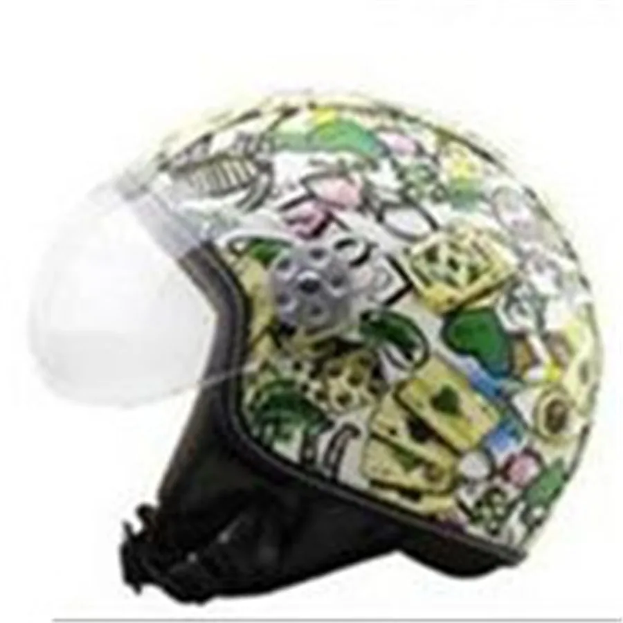 Мотоциклетный шлем в горошек унисекс с открытым лицом Cascos Jet helm винтажный кожаный электрический скутер cascque Ретро M L XL XXL Красный Черный - Цвет: VOSS Brands