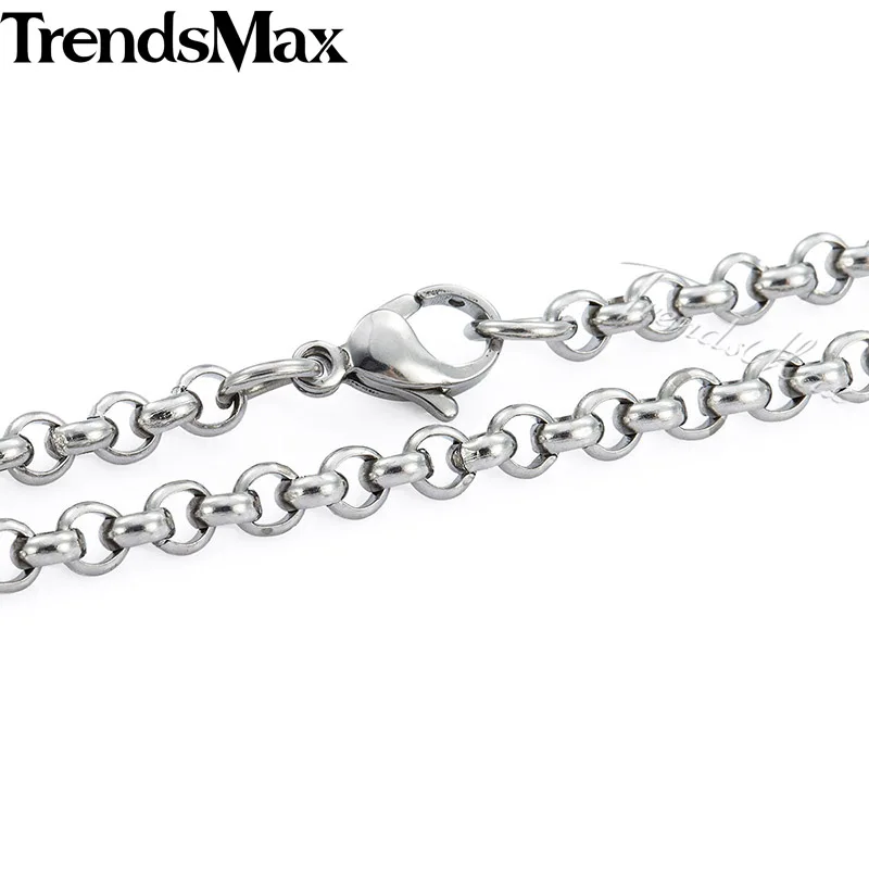 Trendsmax Customize Length 4mm Wide Mens Chain Boys Rolo Link Silver