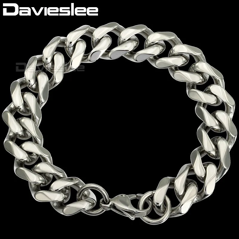 Браслет Davieslee из нержавеющей стали с кубинской цепью мужская и женская бижутерия
