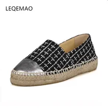 Hot Sale Big Size 34-42 Slip-On Round Toe New Fashion Four Seasons Women Flats Canvas Espadrilles Casual Ladies Loafers  Shoes