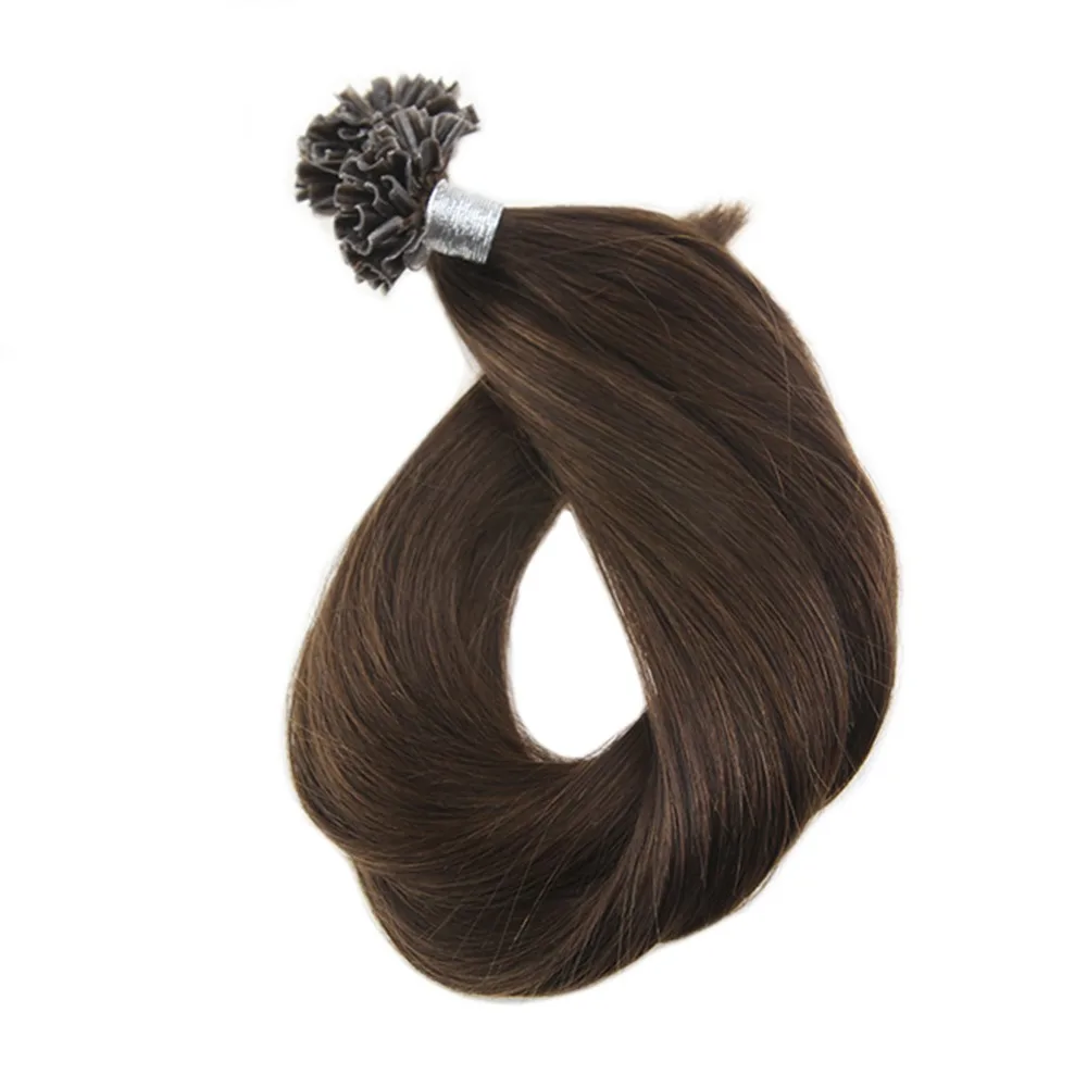 Beli Moresoo 16 24 Inch Nyata Remy U Tip Ekstensi Rambut Fusion Rambut Warna #4 Coklat  terikat Rambut Ekstensi 1G 1 S 50G