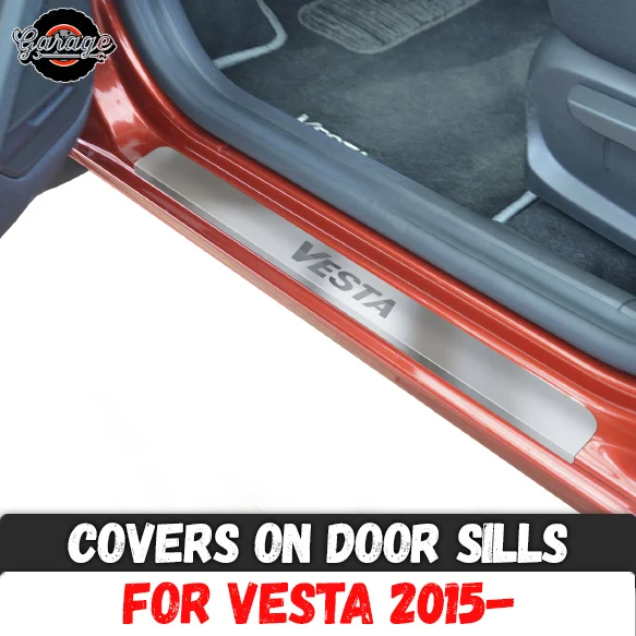 

Guard covers on door sills for Lada Vesta 2015- Stainless steel accessories protective interior molding car styling tuning