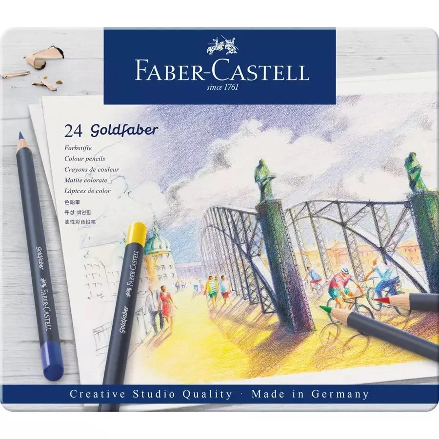Оригинальный Faber Castell Goldfaber цветные гексагональные карандаши олова 24 набор