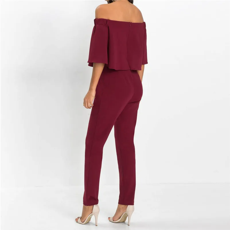 Fashion summer jumpsuit woman 2018 Off Shoulder Sleeveless Beach Jumpsuit Ladies Beach Romper Trouse pantaloni siamesi A23#N (9)
