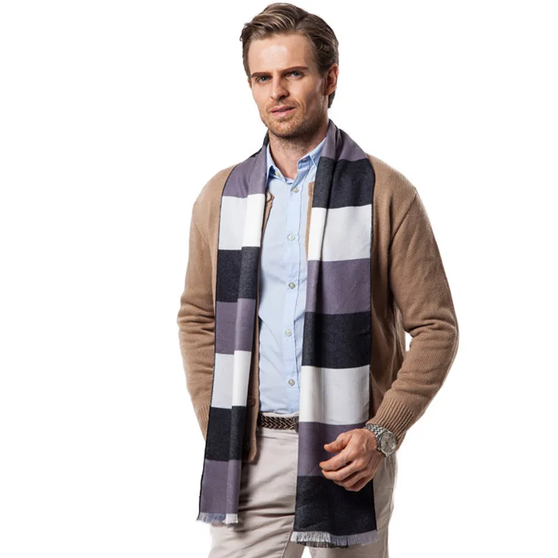 paul smith scarves FS Man Luxury Brand Fashion Cashmere Wool Plaid Scarf Men Designer Shawl Winter 2018 Soft Wraps Warm Casual Scarves barbour scarf mens Scarves