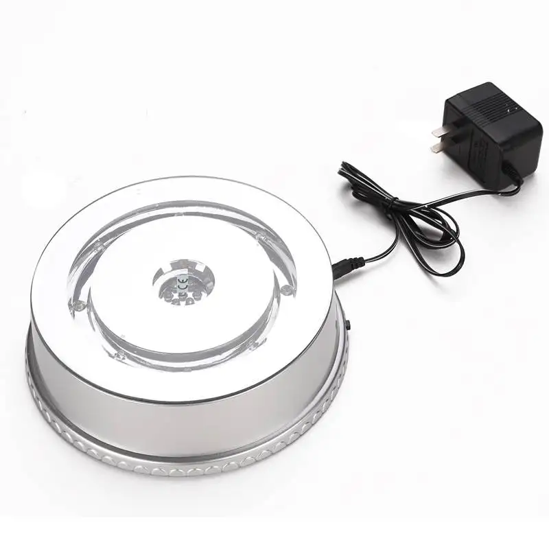 

Silver 3D LED Lamp Base Anti Slip ABS Material Rotating Display Stand Lamp Holder Bases AC plug 220V